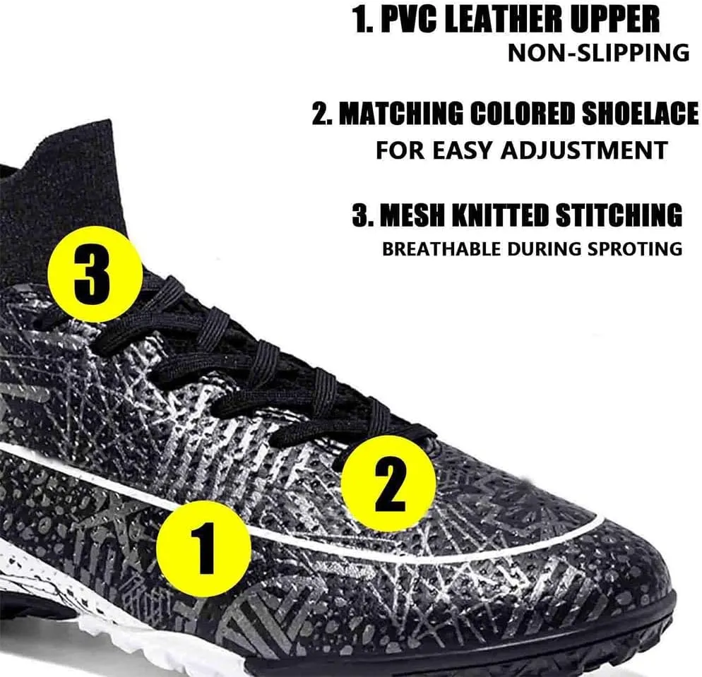 MEBAMY Men's Football Cleats High-Tops Comfortable - Gold-Plated Sole Spikes Soccer Boots for Turf AG