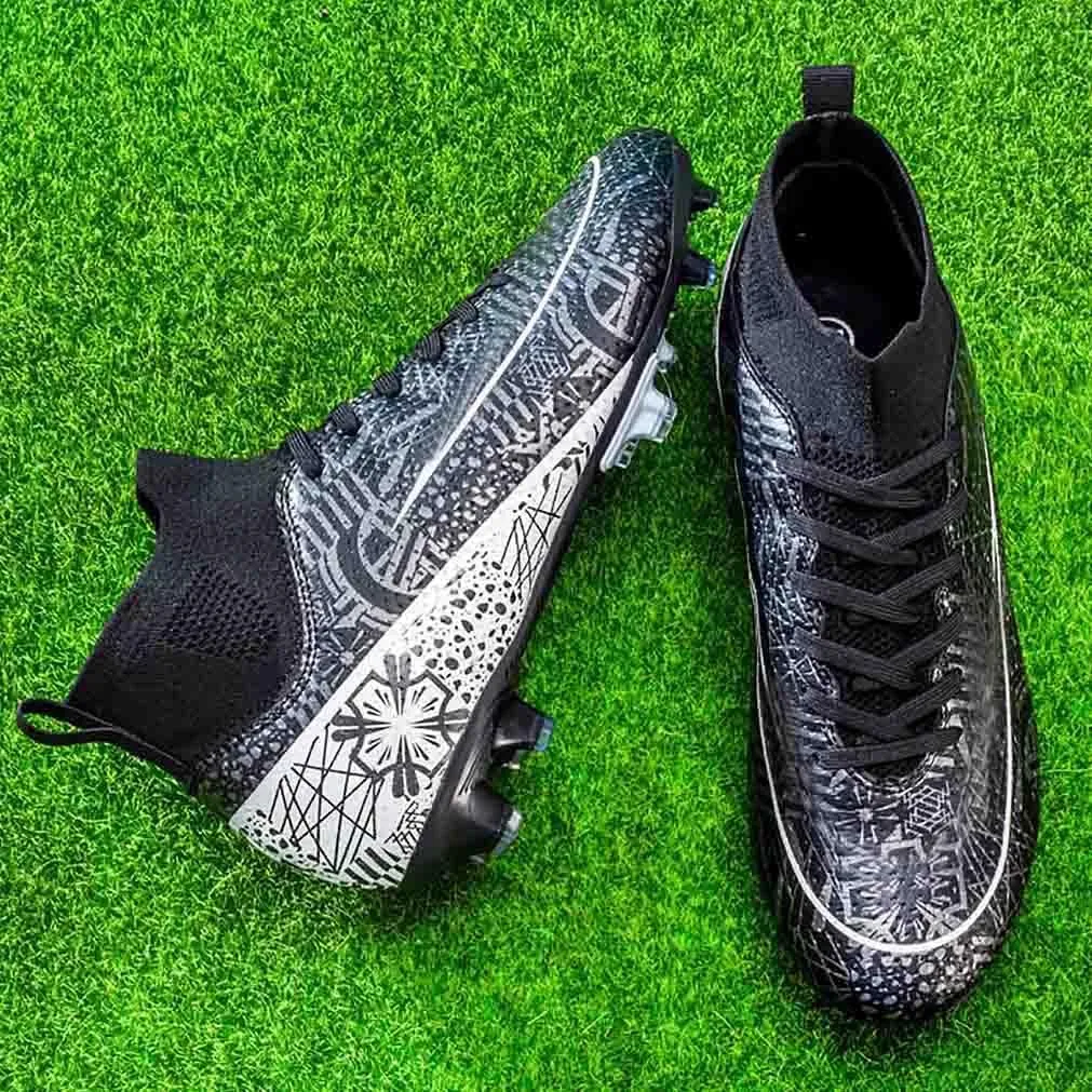 MEBAMY Men's Football Cleats High-Tops Comfortable - Gold-Plated Sole Spikes Soccer Boots for Turf AG