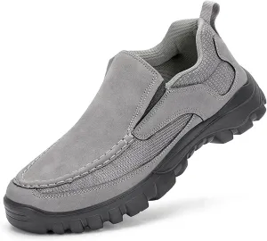 Men Genuine Leather Breathable Arch Support Loafers Soft Comfortable Slip On Business Dress Shoes Daily Non-Slip Driving Walking Shoes