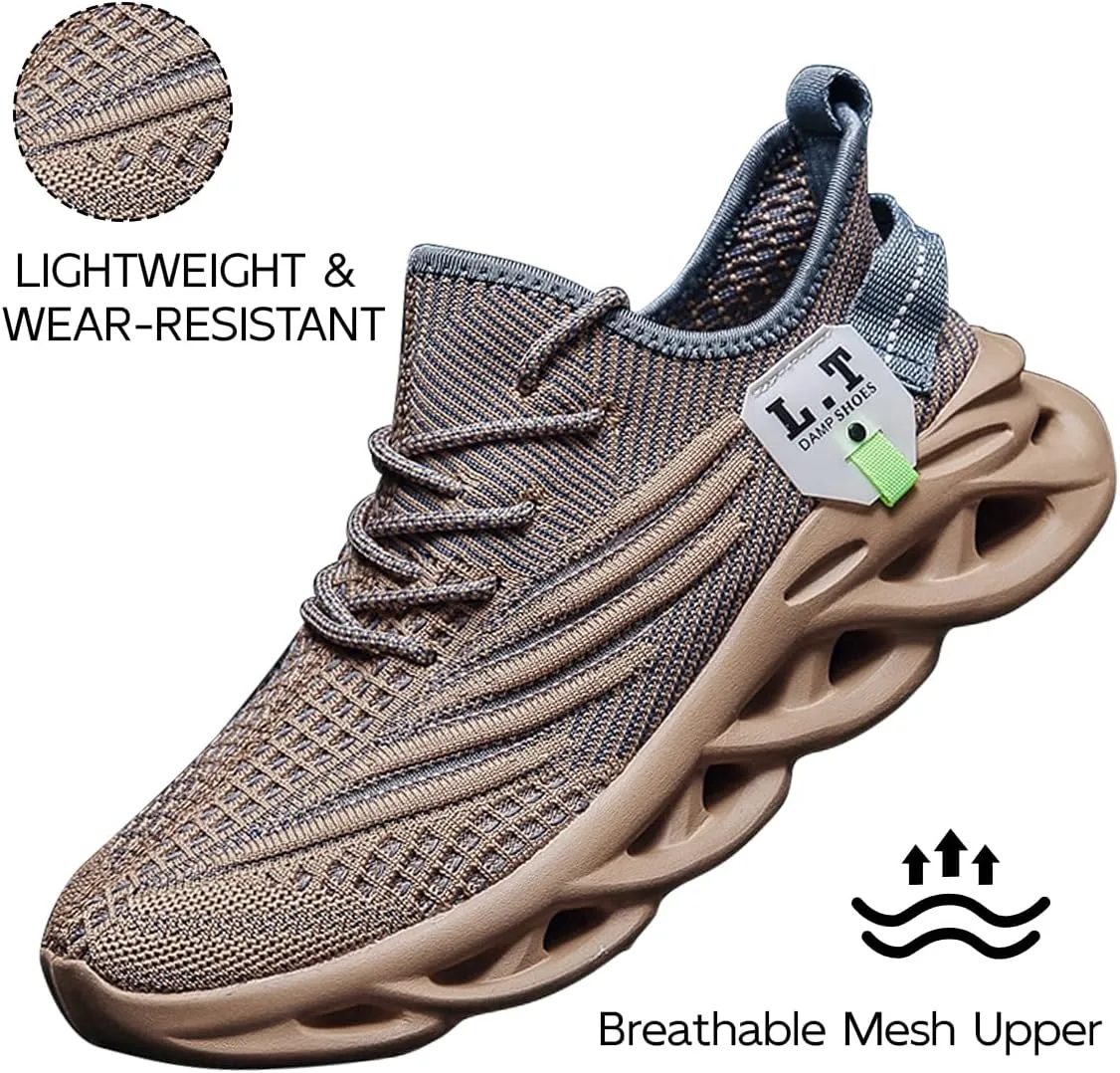 Men Running Shoes Slip On Tennis Walking Shoes Lightweight Breathable Sneakers for Gym Work Casual Soft Sole Trainers Non Slip Athletic Footwear