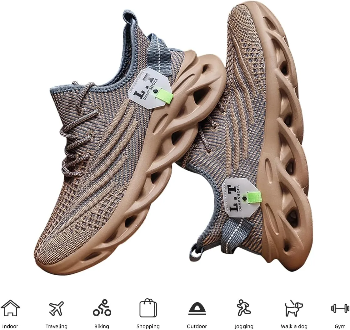 Men Running Shoes Slip On Tennis Walking Shoes Lightweight Breathable Sneakers for Gym Work Casual Soft Sole Trainers Non Slip Athletic Footwear
