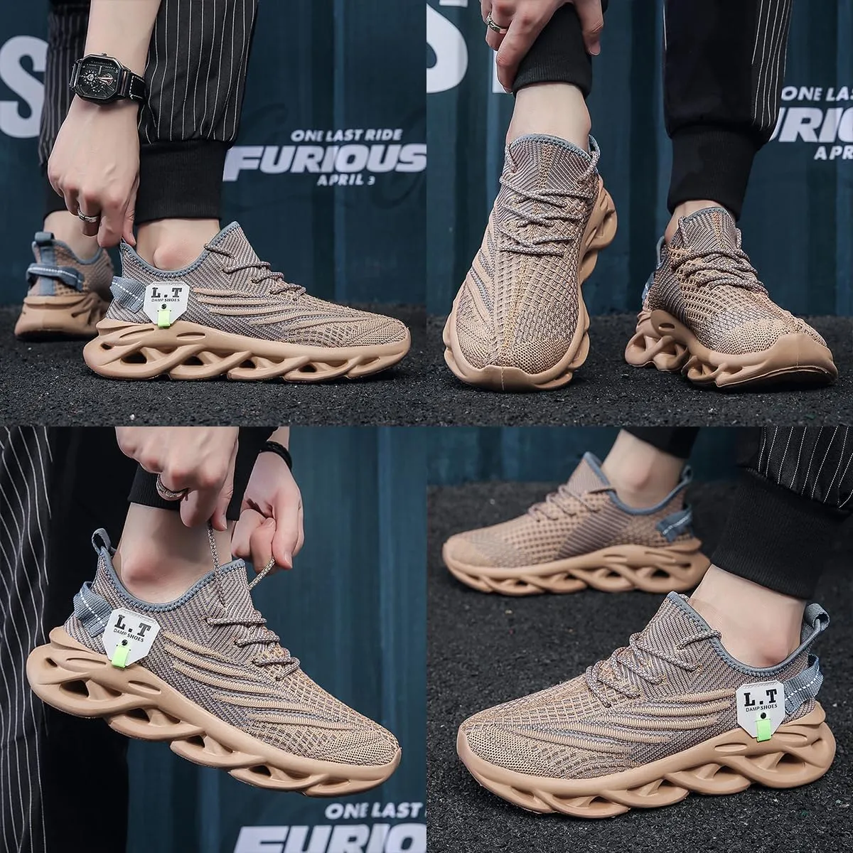 Men Running Shoes Slip On Tennis Walking Shoes Lightweight Breathable Sneakers for Gym Work Casual Soft Sole Trainers Non Slip Athletic Footwear