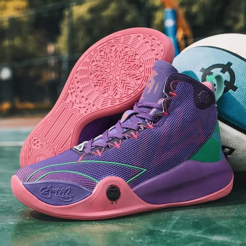 Mens Basketball Shoes Lightweight Breathable Non Slip Outdoor High Top Sneakers Cushioning Workout Boots for Fitness Streetball Shoe Sports Shoe for Running Walking