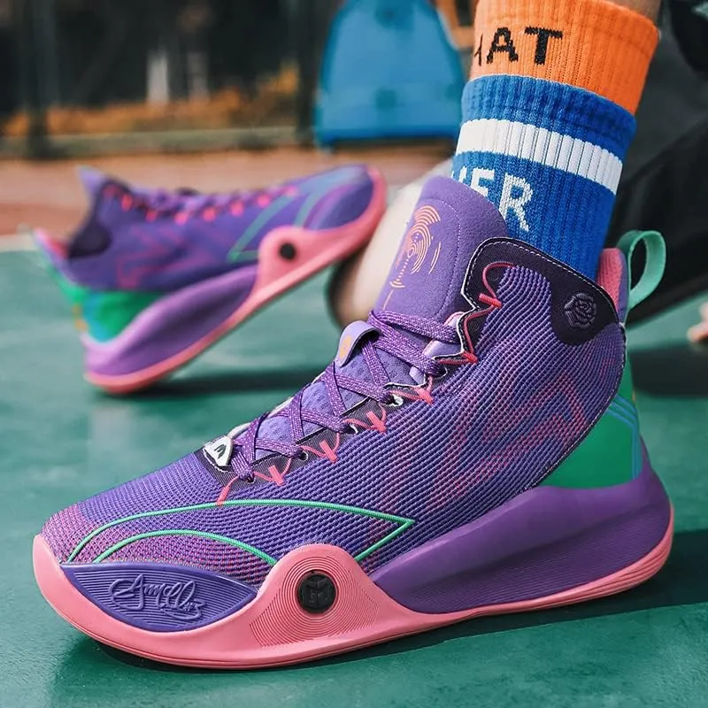 Mens Basketball Shoes Lightweight Breathable Non Slip Outdoor High Top Sneakers Cushioning Workout Boots for Fitness Streetball Shoe Sports Shoe for Running Walking