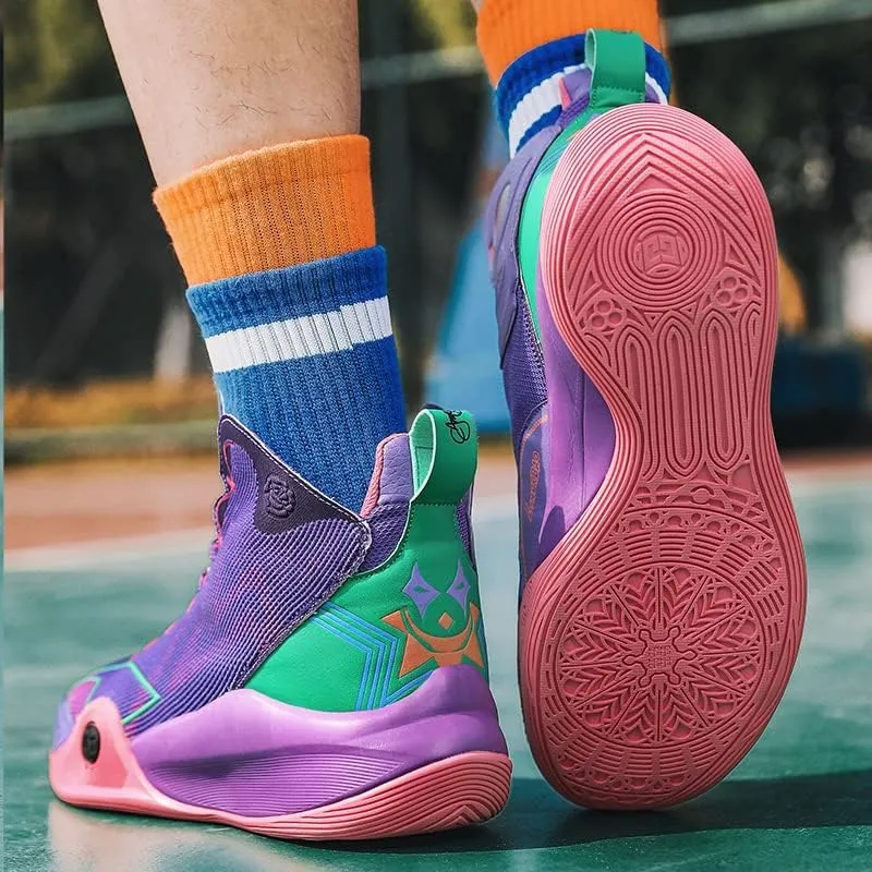 Mens Basketball Shoes Lightweight Breathable Non Slip Outdoor High Top Sneakers Cushioning Workout Boots for Fitness Streetball Shoe Sports Shoe for Running Walking