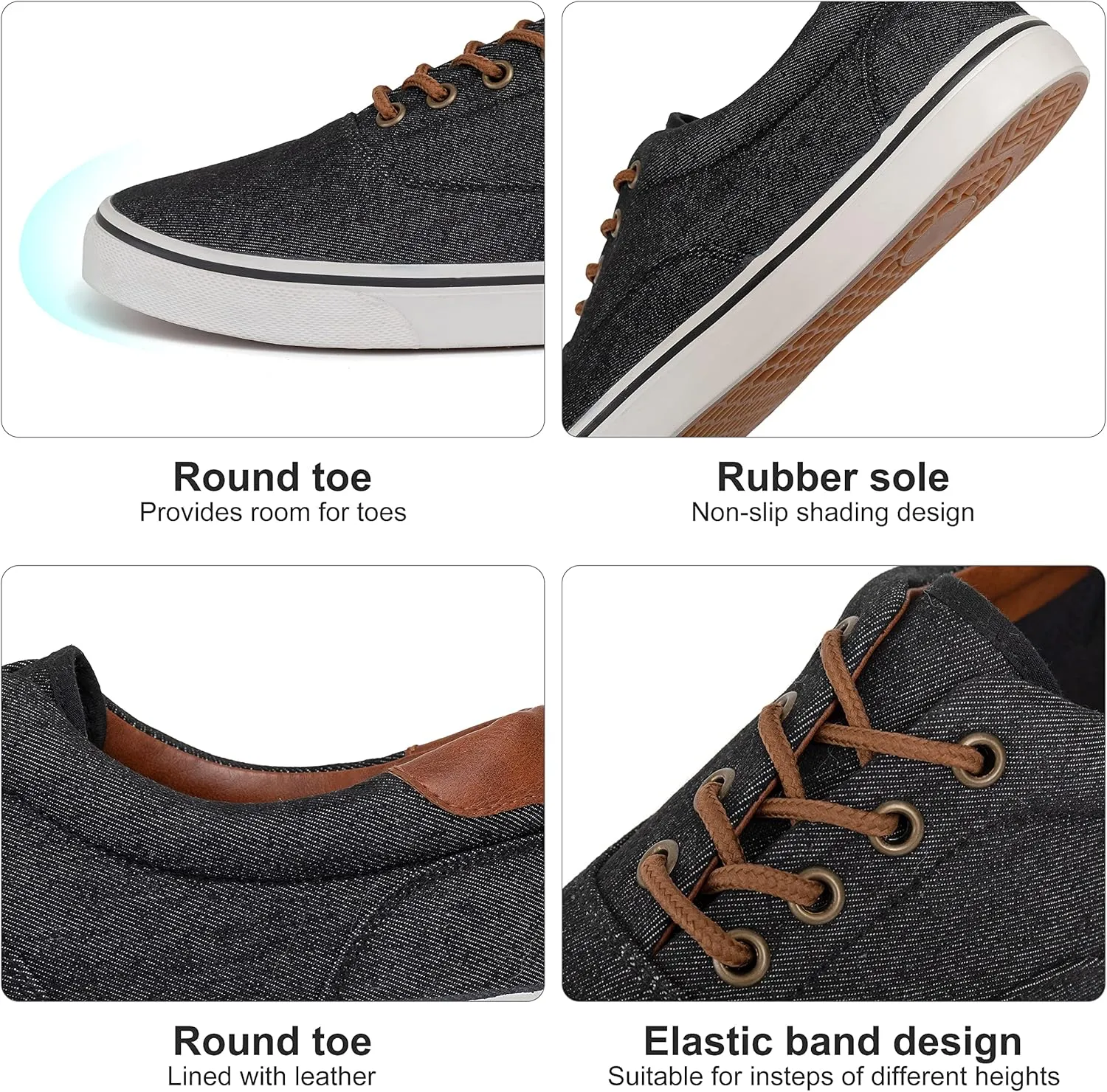 Men's Black Classic Low Top Shoes Canvas Fashion Sneaker with Soft Insole Causal Dress Shoes for Men Comfortable Walking Shoes