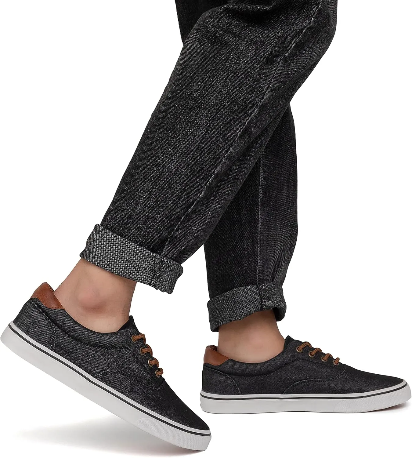 Men's Black Classic Low Top Shoes Canvas Fashion Sneaker with Soft Insole Causal Dress Shoes for Men Comfortable Walking Shoes