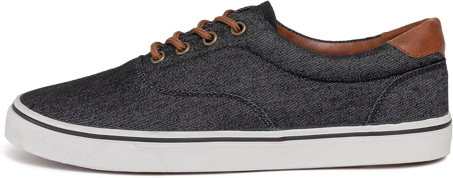 Men's Black Classic Low Top Shoes Canvas Fashion Sneaker with Soft Insole Causal Dress Shoes for Men Comfortable Walking Shoes