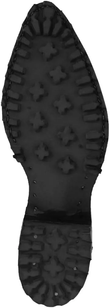 Mens Black Leather Motorcycle Boots Crocodile Tail Print J Toe