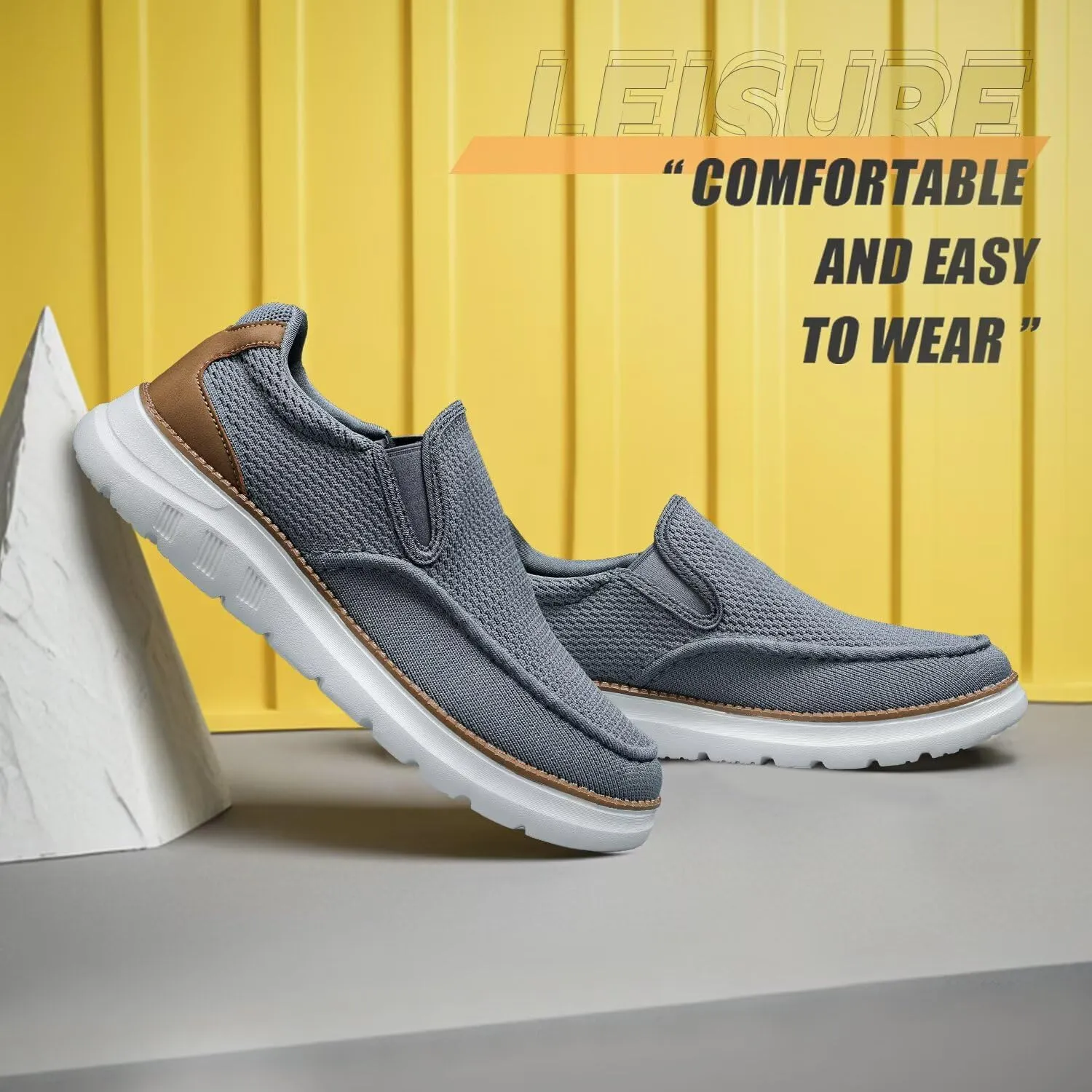 Mens Boat Shoes Casual Loafers Slip On Walking Dress Sneakers Mesh Business Oxfords Work Lightweight Soft Sole