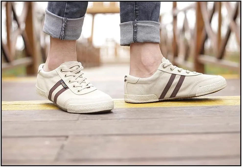 Men's Canvas Shoes All-Match Casual Breathable Fashion Sneakers Comfort Low-top Flat Walking Shoes Simple Soft Vintage Lace-up Casual Shoes