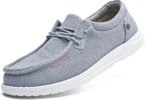 Men's Canvas Slip on Shoes Casual Hands Free Loafers Breathable Stretch Easy Walking Slip-Ons Lightweight Soft Boat Shoes
