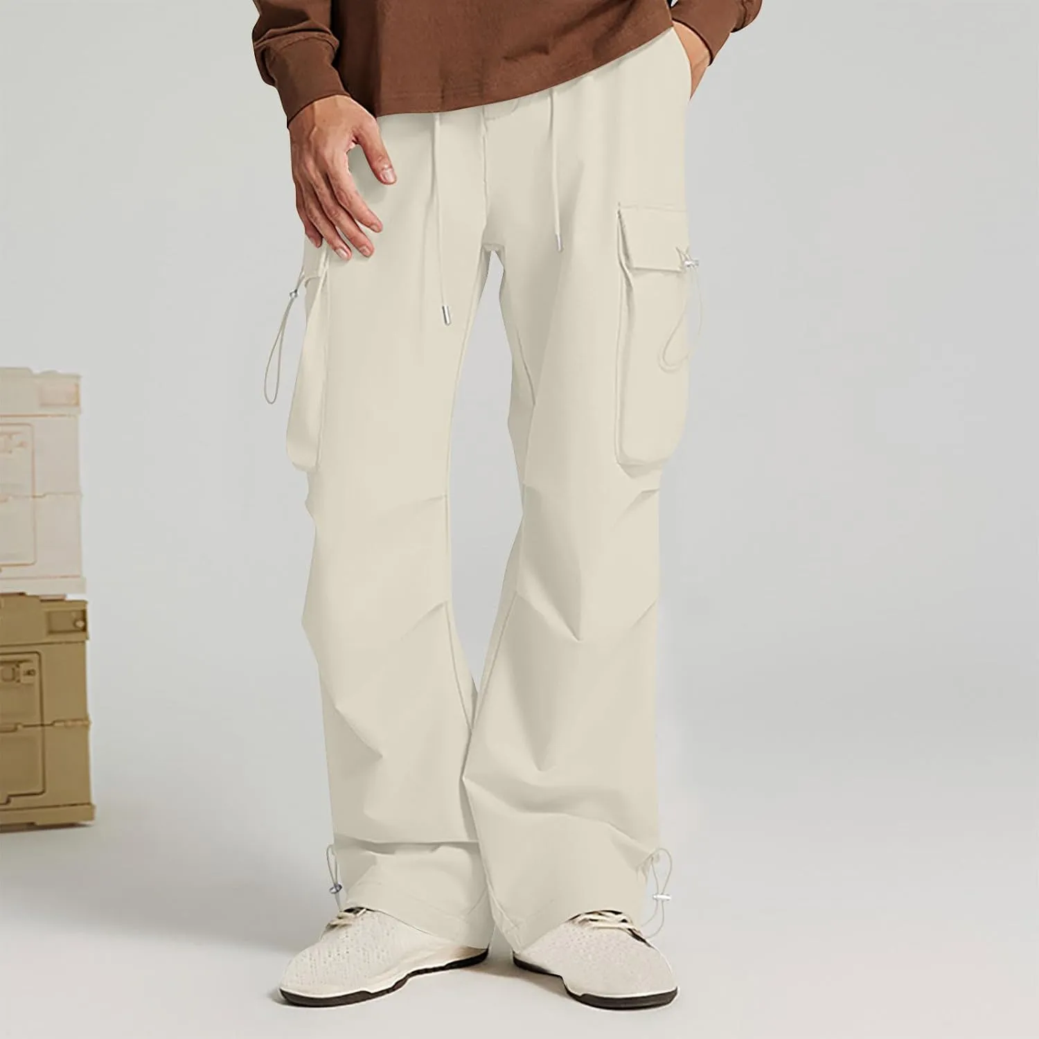 Mens Cargo Pants Relaxed Fit Elastic Waist Straight Leg Pants Rugged Flex Relaxed Fit Canvas Cargo Work Pant 2025