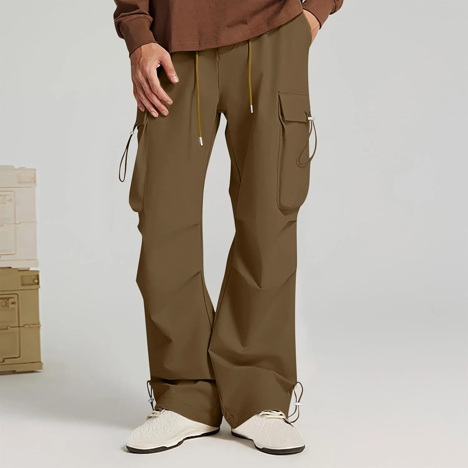 Mens Cargo Pants Relaxed Fit Elastic Waist Straight Leg Pants Rugged Flex Relaxed Fit Canvas Cargo Work Pant 2025