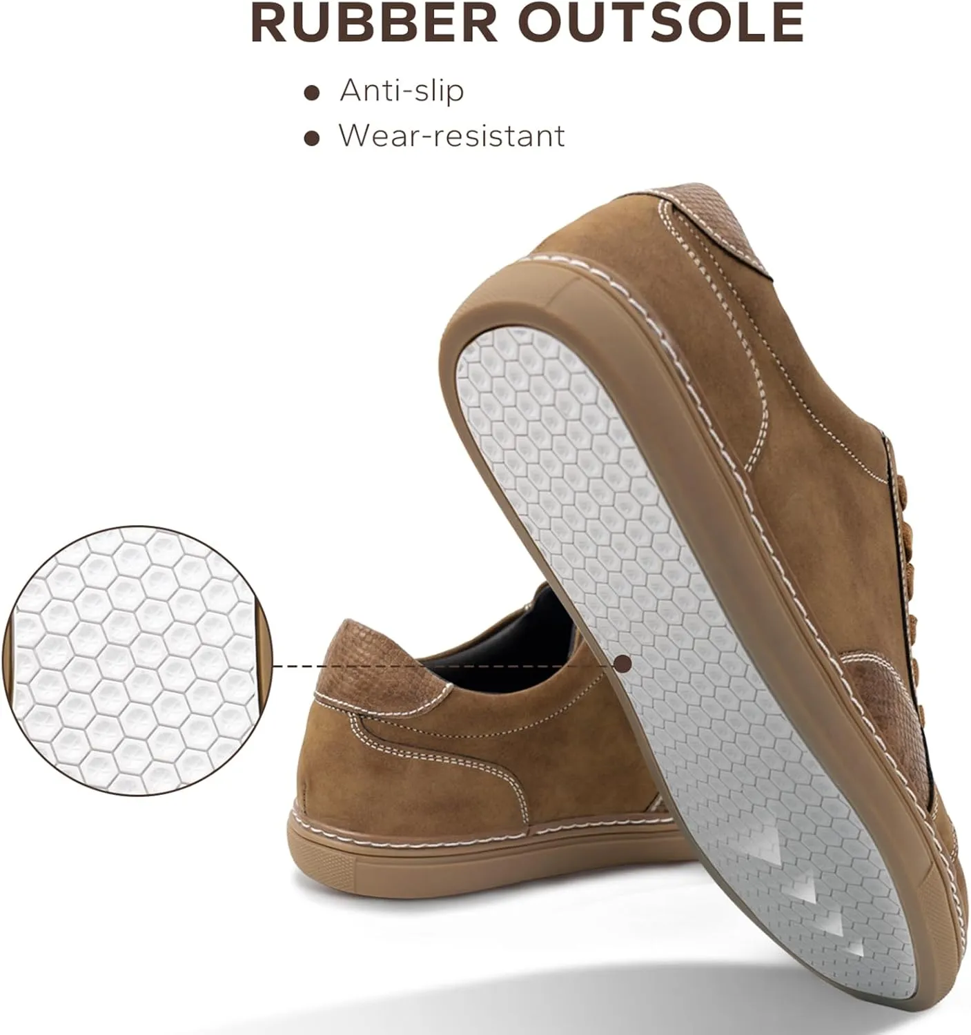 Mens Casual Dress Sneakers - Classic Lace-up Retro Sneakers for Men - Comfortable PU Business Casual Shoes