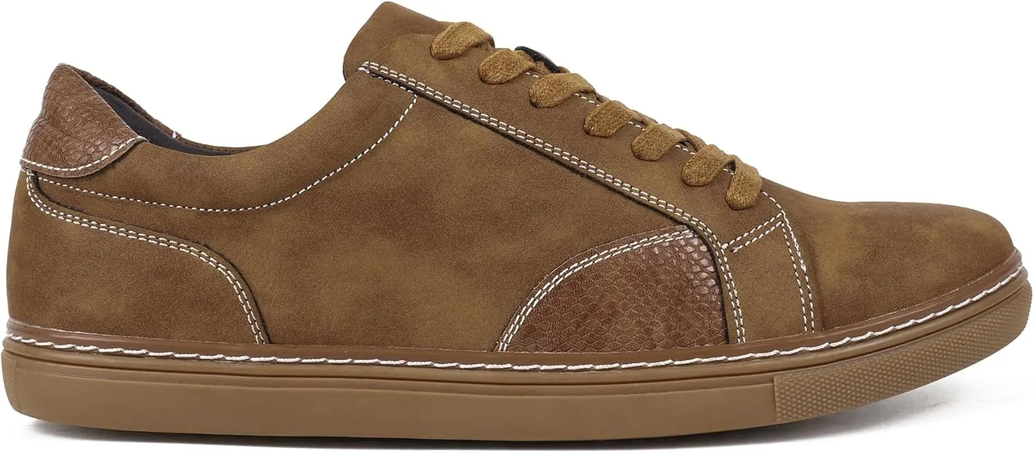 Mens Casual Dress Sneakers - Classic Lace-up Retro Sneakers for Men - Comfortable PU Business Casual Shoes