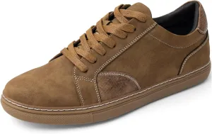Mens Casual Dress Sneakers - Classic Lace-up Retro Sneakers for Men - Comfortable PU Business Casual Shoes