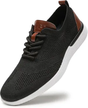 Mens Casual Oxfords Shoes Knit Men's Fashion Dress Sneakers Lightweight Breathable Business Walking Shoes Comfortable Tennis