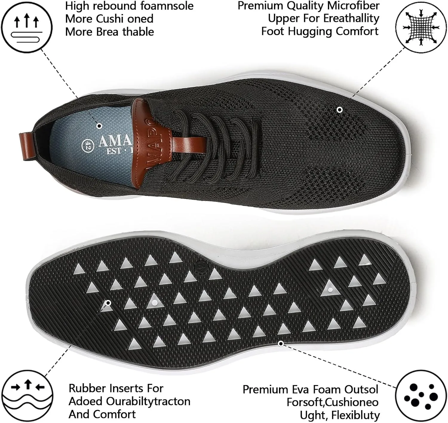 Mens Casual Oxfords Shoes Knit Men's Fashion Dress Sneakers Lightweight Breathable Business Walking Shoes Comfortable Tennis