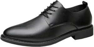 Men's Casual Waxing Lace-up Formal Leather Shoes Soft Sole Comfortable Versatile Suitable for Driving Office Daily Travel Soft Sole Non-Slip