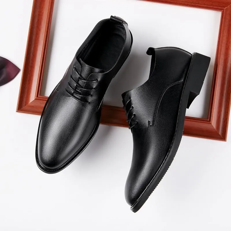 Men's Casual Waxing Lace-up Formal Leather Shoes Soft Sole Comfortable Versatile Suitable for Driving Office Daily Travel Soft Sole Non-Slip