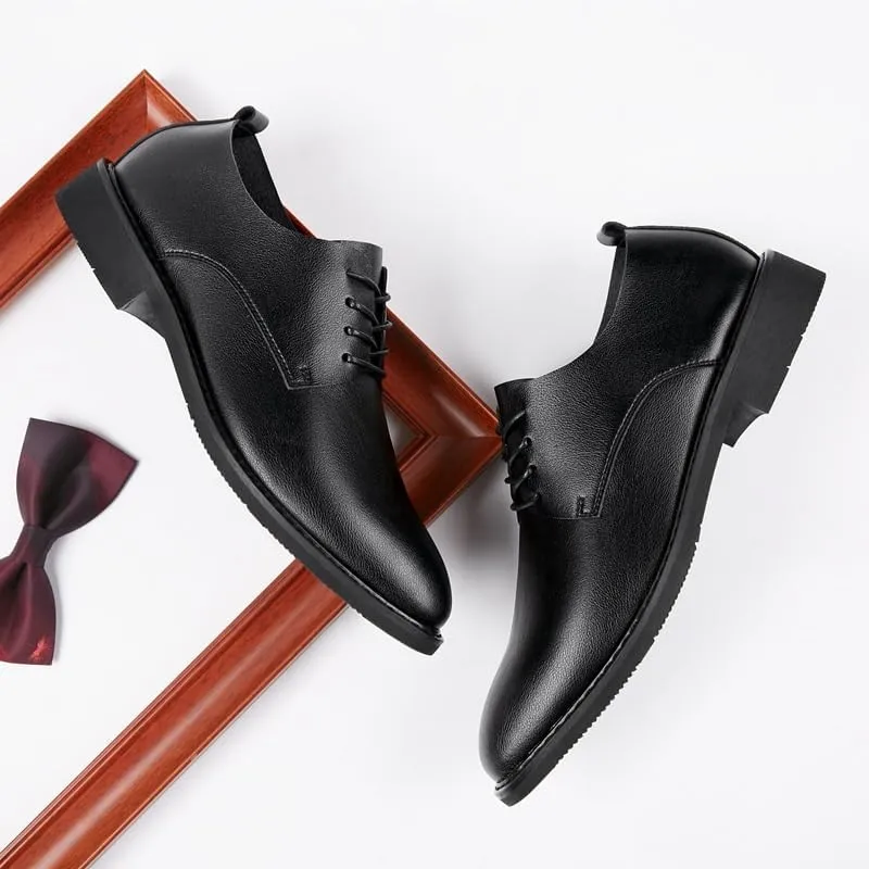 Men's Casual Waxing Lace-up Formal Leather Shoes Soft Sole Comfortable Versatile Suitable for Driving Office Daily Travel Soft Sole Non-Slip