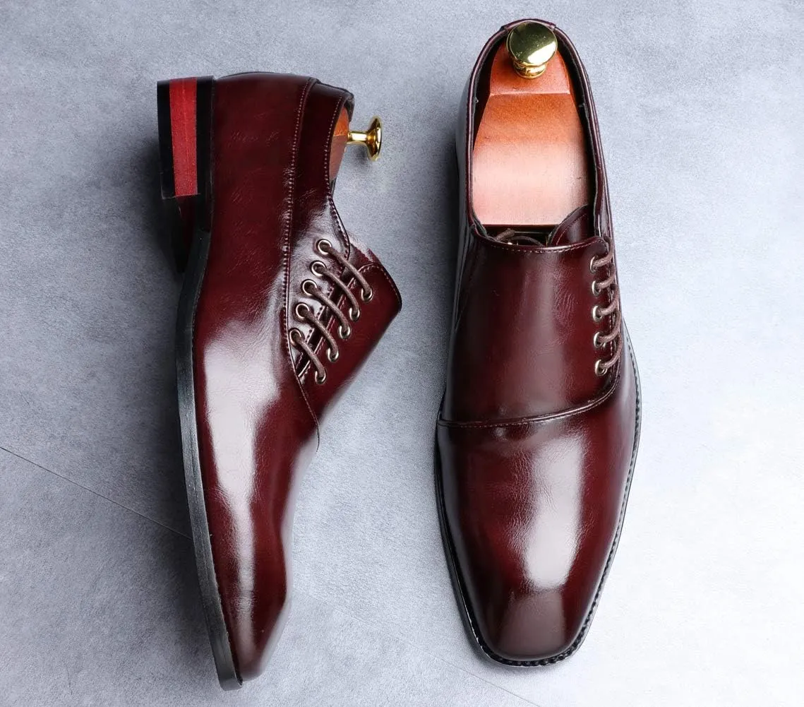 Mens Dress Shoes Slip On Loafers Moccasins for Men Leather Lace up Smoking Slipper Vintage Prom Wedding Shoes