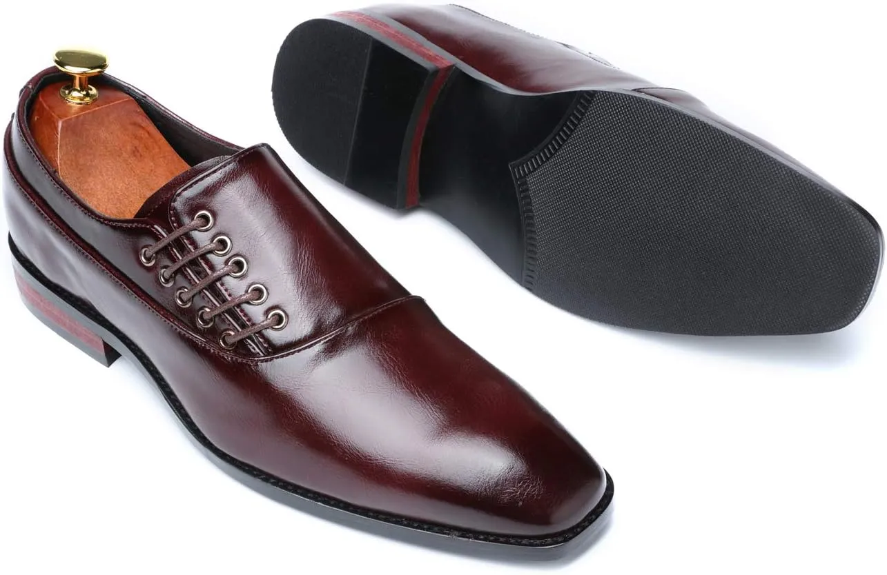 Mens Dress Shoes Slip On Loafers Moccasins for Men Leather Lace up Smoking Slipper Vintage Prom Wedding Shoes
