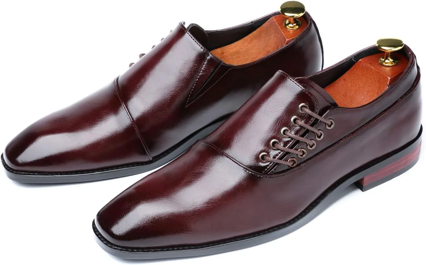 Mens Dress Shoes Slip On Loafers Moccasins for Men Leather Lace up Smoking Slipper Vintage Prom Wedding Shoes