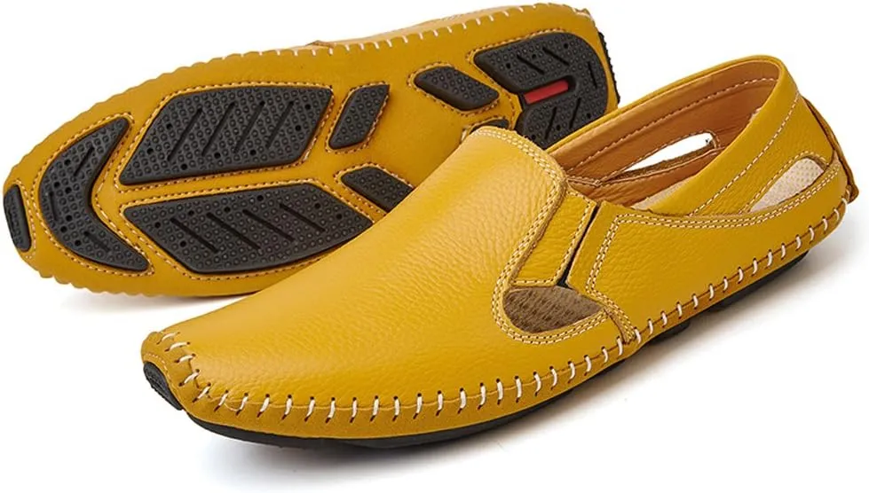 Men's Driving Shoes Leather Fashion Slipper Casual Slip on Loafers Shoes in Summer