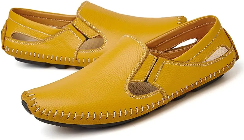 Men's Driving Shoes Leather Fashion Slipper Casual Slip on Loafers Shoes in Summer
