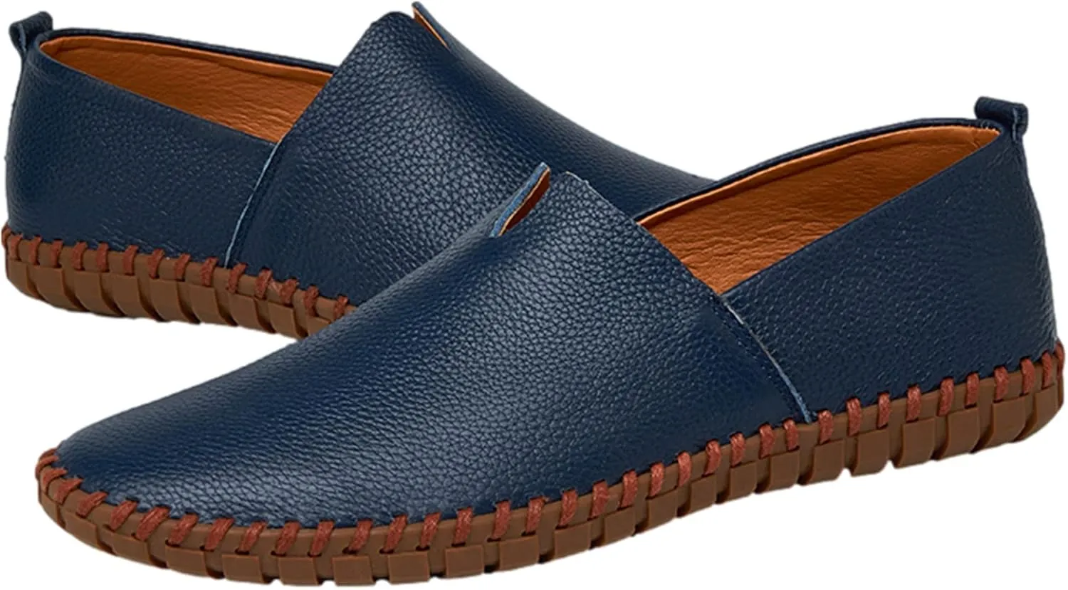 Men's Genuine Leather Loafer Flats Slip-On Soft Handmade Sole Summer Hollowed Casual Driving Shoes