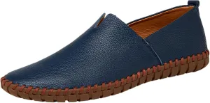 Men's Genuine Leather Loafer Flats Slip-On Soft Handmade Sole Summer Hollowed Casual Driving Shoes