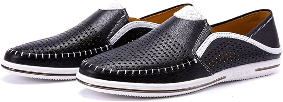 Men's Genuine Leather Loafers Shoes Fashion Slip-on Casual Soft Summer Driving Shoes