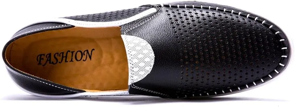 Men's Genuine Leather Loafers Shoes Fashion Slip-on Casual Soft Summer Driving Shoes