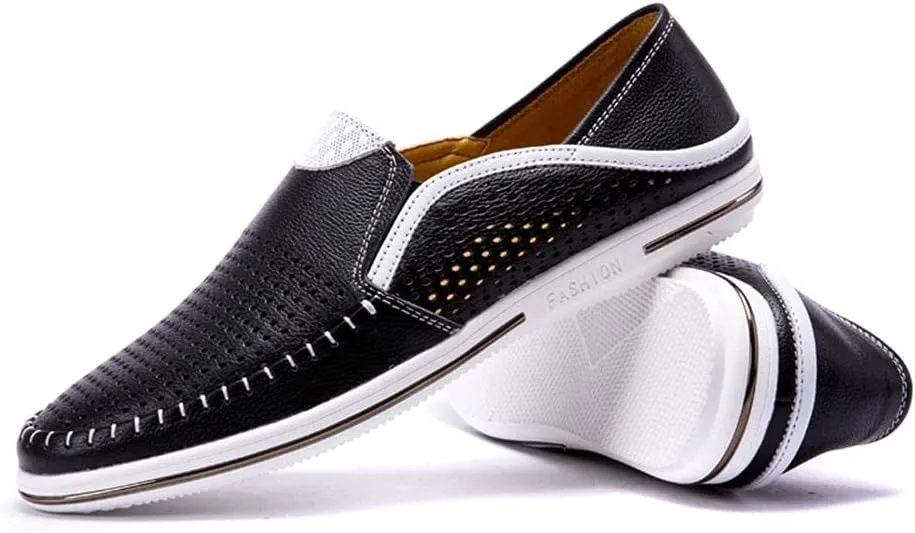 Men's Genuine Leather Loafers Shoes Fashion Slip-on Casual Soft Summer Driving Shoes