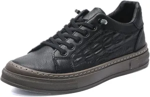 Men's Lace-Up Height Increasing Crocodile Sneakers Fashion Formal Leather Shoes,Thick Sole Comfortable Breathable Non-Slip Business Oxford Walking Shoes