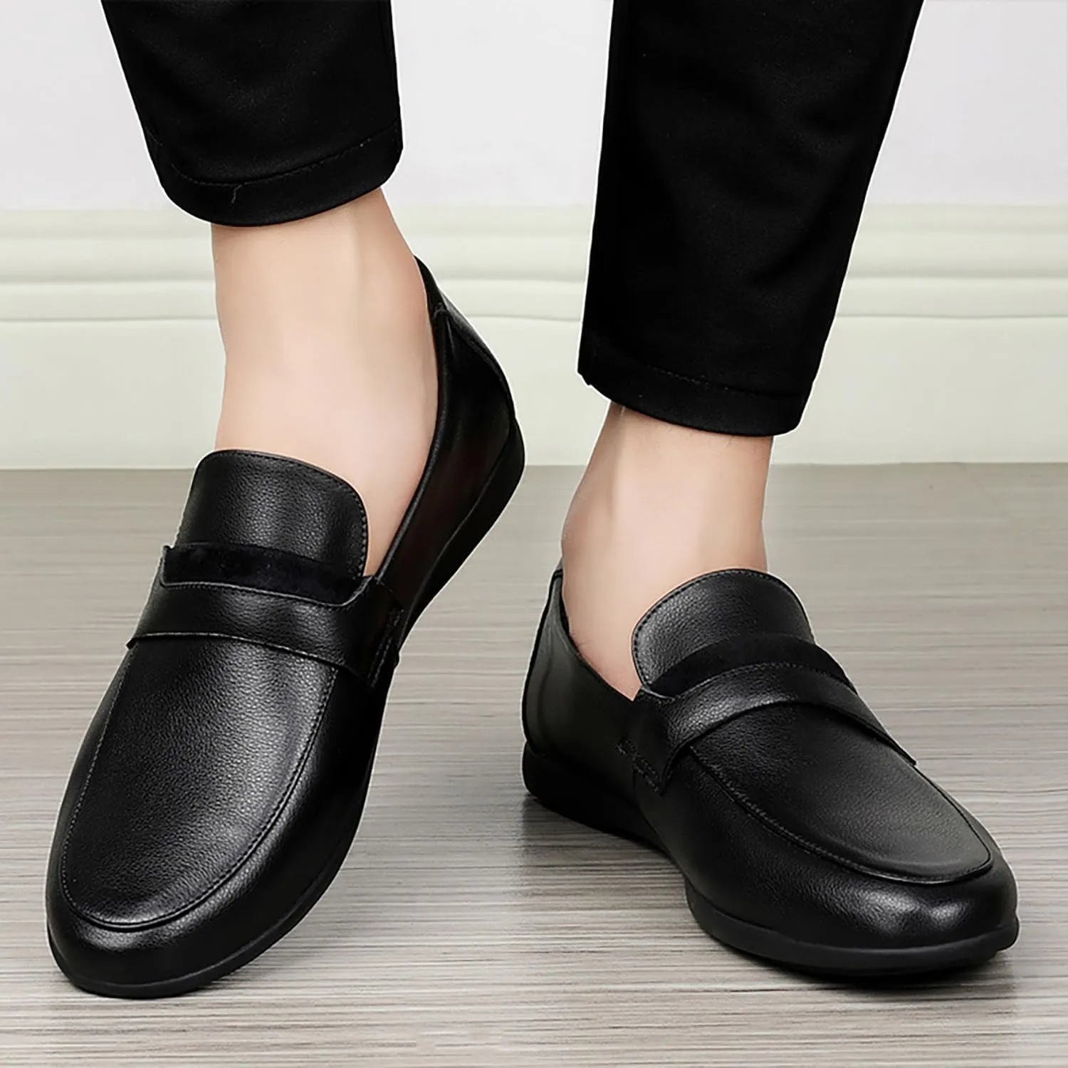Men's Leather Dress Loafers Slip On Casual Shoes Lightweight Soft Penny Loafers Classic Moccasins Driving Shoes