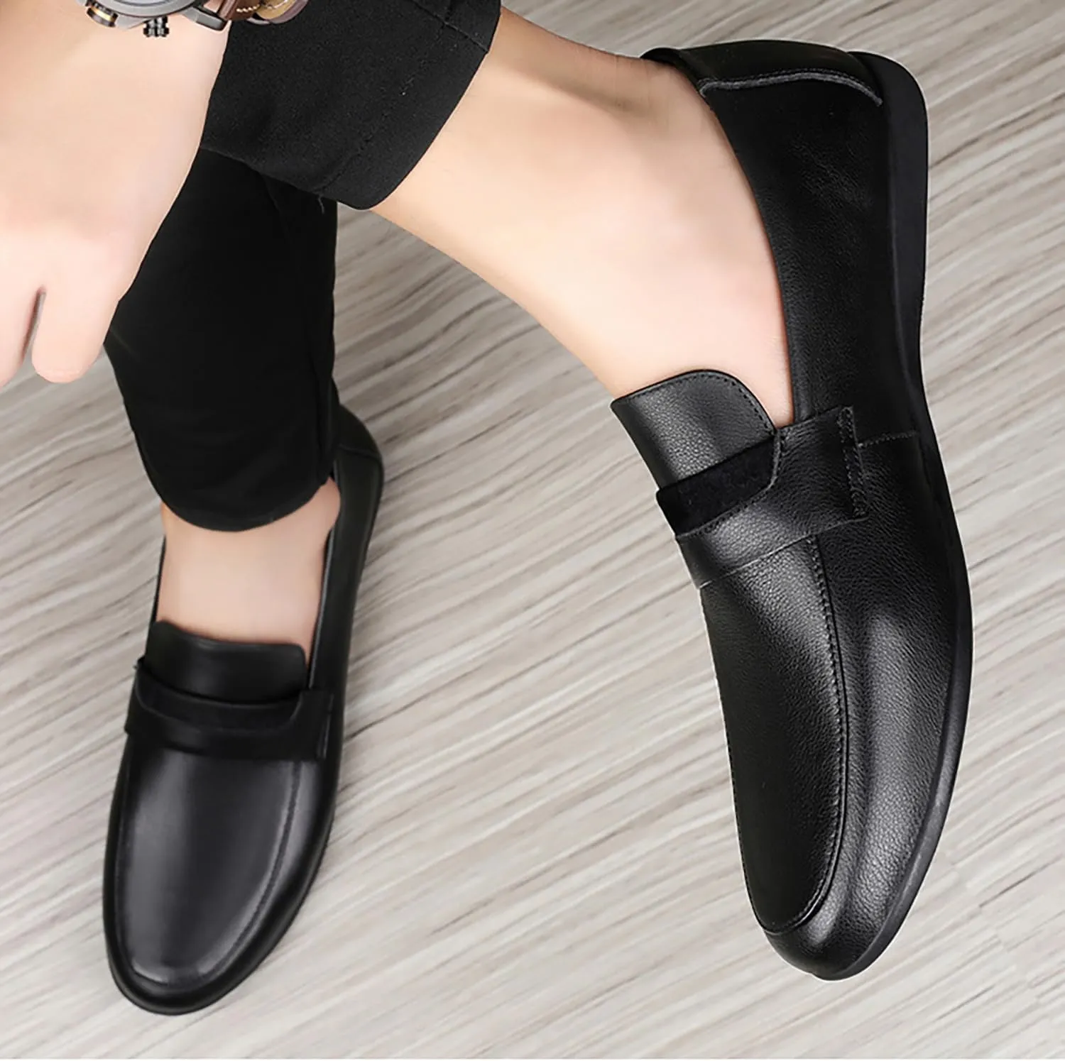 Men's Leather Dress Loafers Slip On Casual Shoes Lightweight Soft Penny Loafers Classic Moccasins Driving Shoes