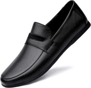 Men's Leather Dress Loafers Slip On Casual Shoes Lightweight Soft Penny Loafers Classic Moccasins Driving Shoes