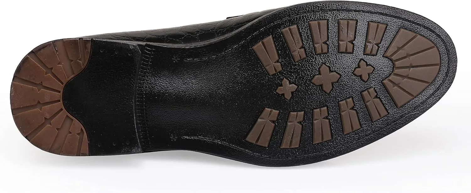 Men's Leather Penny Loafers Formal Dress Shoes Crocodile Printed Soft Slip-On Loafer for Men
