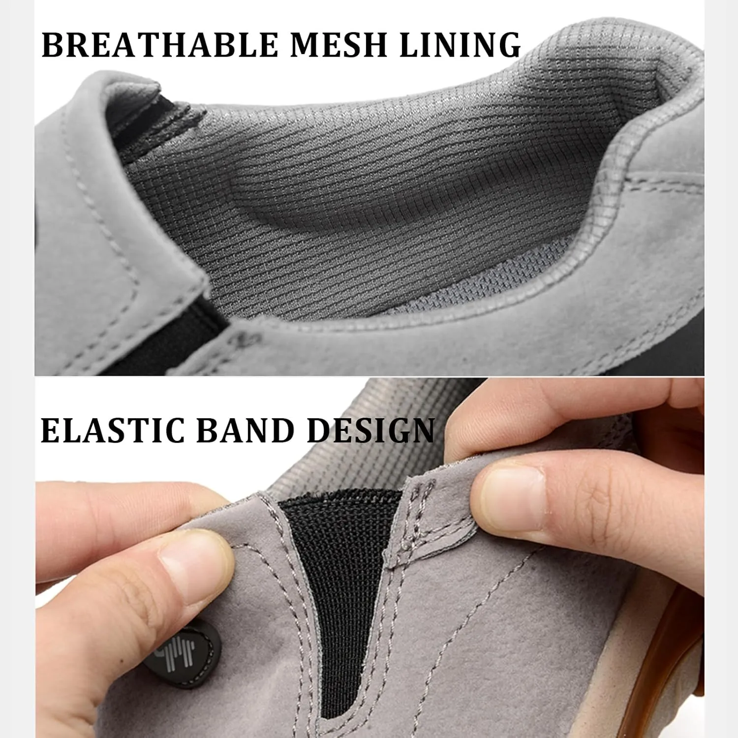 Men's Leather Slip-On Orthopedic Loafers Casual Non-Slip Platform Outdoor Walking Sneakers with Arch Support Lightweight Breathable Driving Boat Shoes
