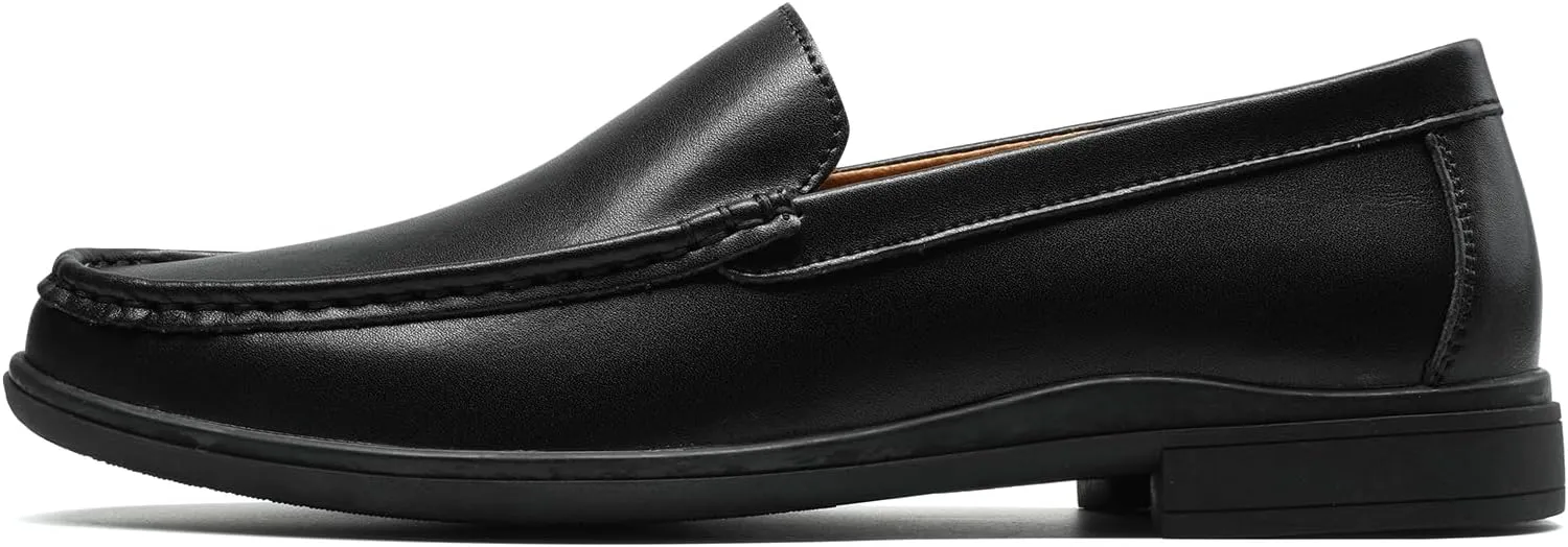 Men’s Loafers Casual Leather Slip-On Oxfords Driving Shoes Dress Soft Comfortable & Light-Weight Black