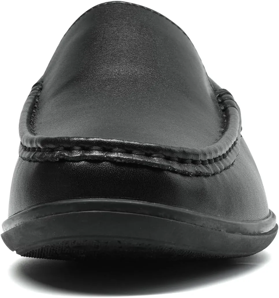Men’s Loafers Casual Leather Slip-On Oxfords Driving Shoes Dress Soft Comfortable & Light-Weight Black