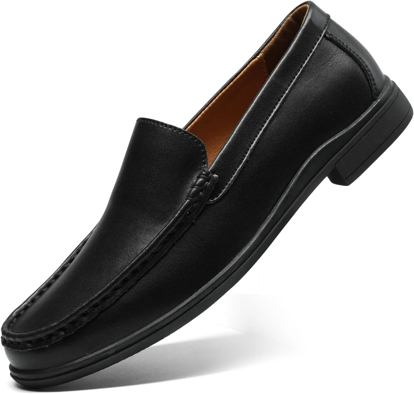 Men’s Loafers Casual Leather Slip-On Oxfords Driving Shoes Dress Soft Comfortable & Light-Weight Black