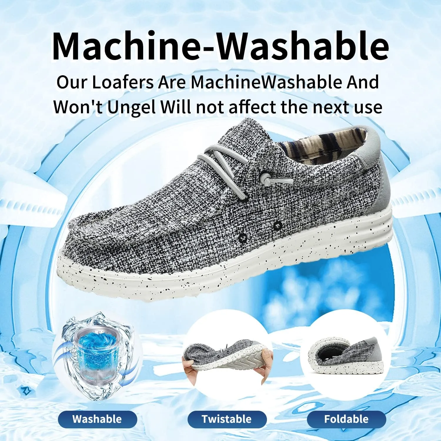 Men's Machine-Washable Lace Up Loafers Casual Slip-On Shoes Lightweight Comfortable Soft Sole WalkingTraveling, Beach, Gifts for Men Shoes Loafers Stretch