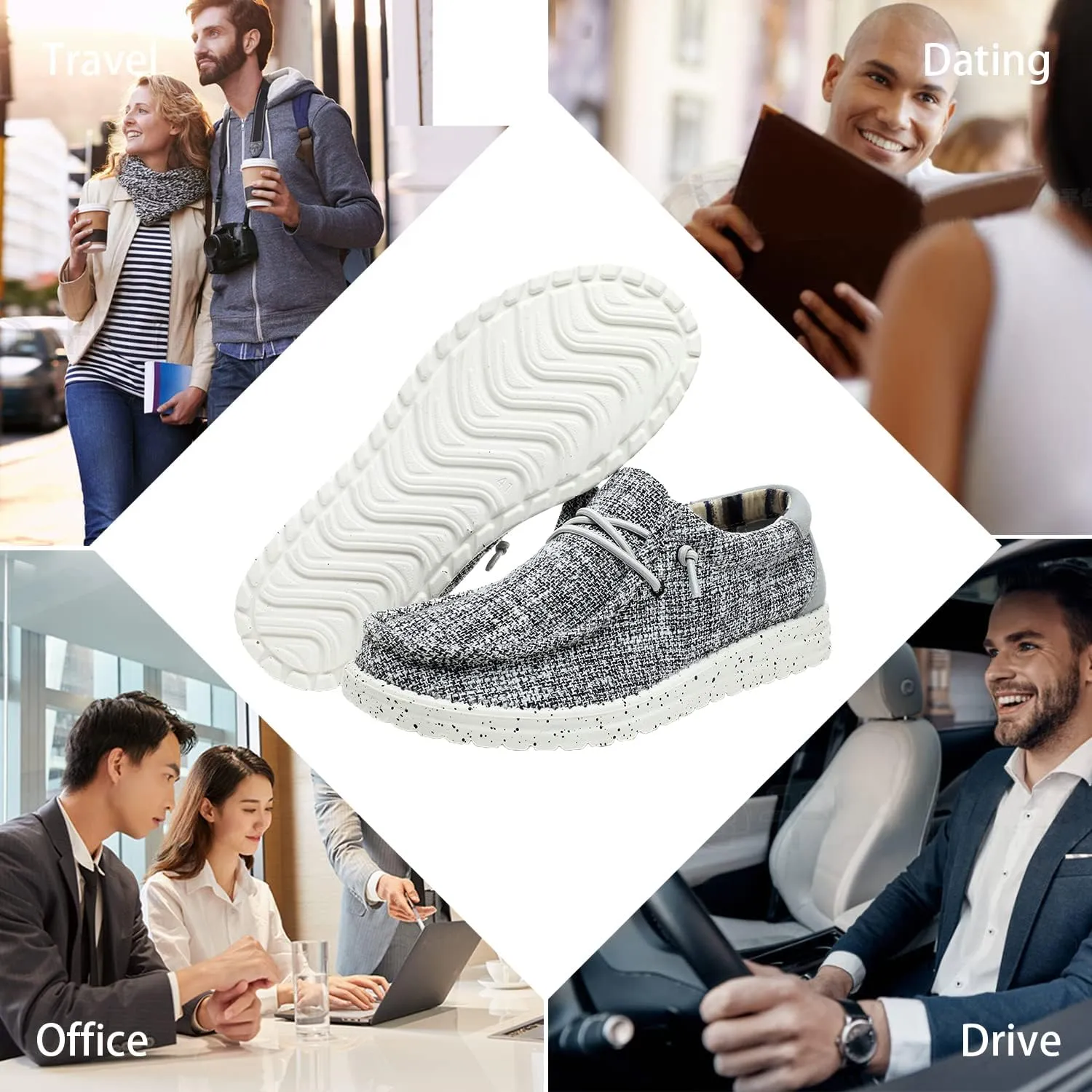 Men's Machine-Washable Lace Up Loafers Casual Slip-On Shoes Lightweight Comfortable Soft Sole WalkingTraveling, Beach, Gifts for Men Shoes Loafers Stretch