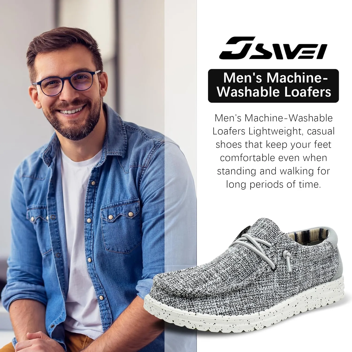 Men's Machine-Washable Lace Up Loafers Casual Slip-On Shoes Lightweight Comfortable Soft Sole WalkingTraveling, Beach, Gifts for Men Shoes Loafers Stretch