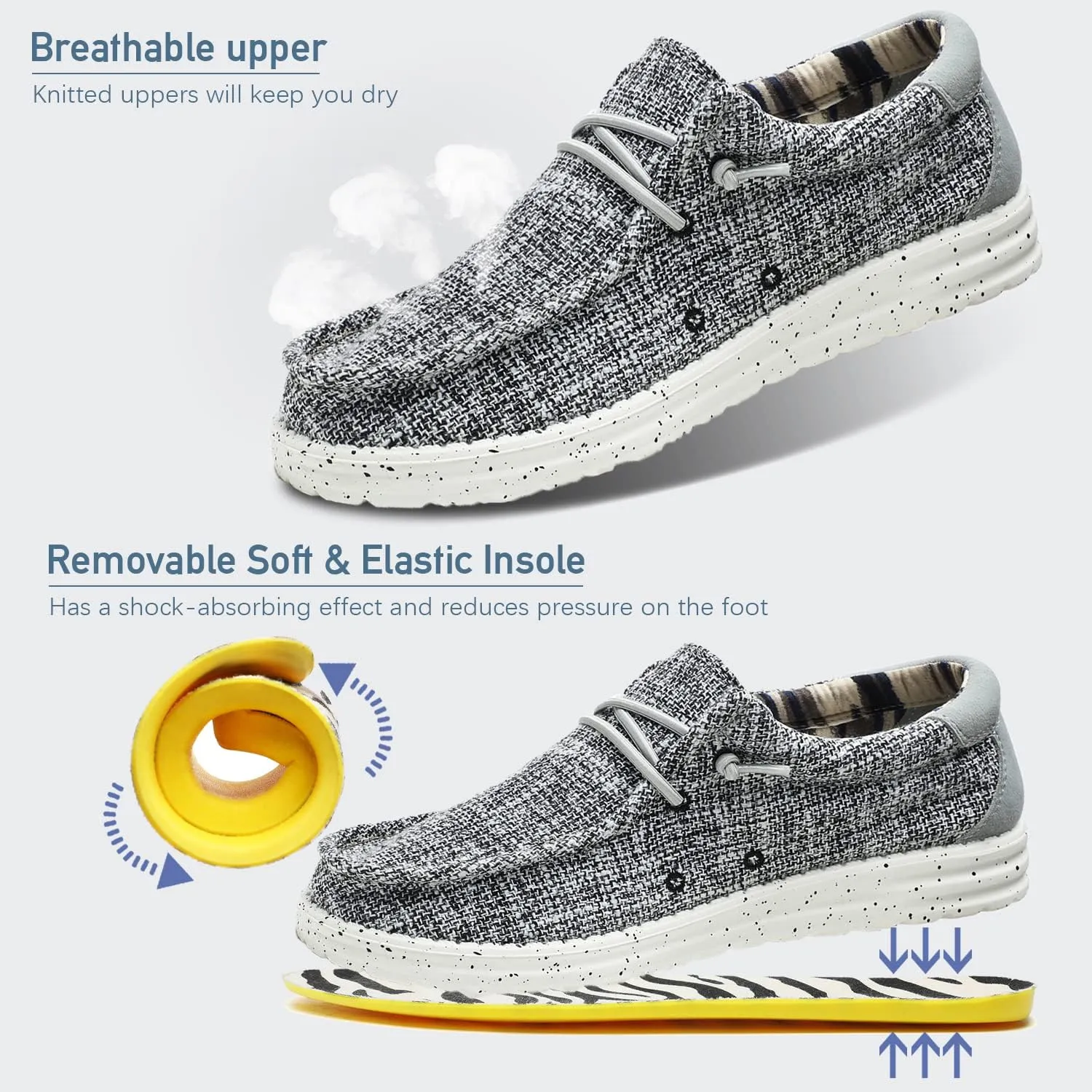 Men's Machine-Washable Lace Up Loafers Casual Slip-On Shoes Lightweight Comfortable Soft Sole WalkingTraveling, Beach, Gifts for Men Shoes Loafers Stretch
