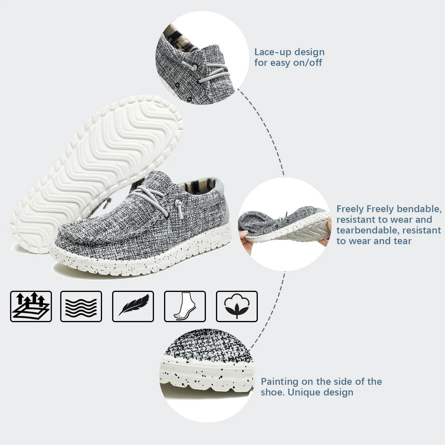 Men's Machine-Washable Lace Up Loafers Casual Slip-On Shoes Lightweight Comfortable Soft Sole WalkingTraveling, Beach, Gifts for Men Shoes Loafers Stretch